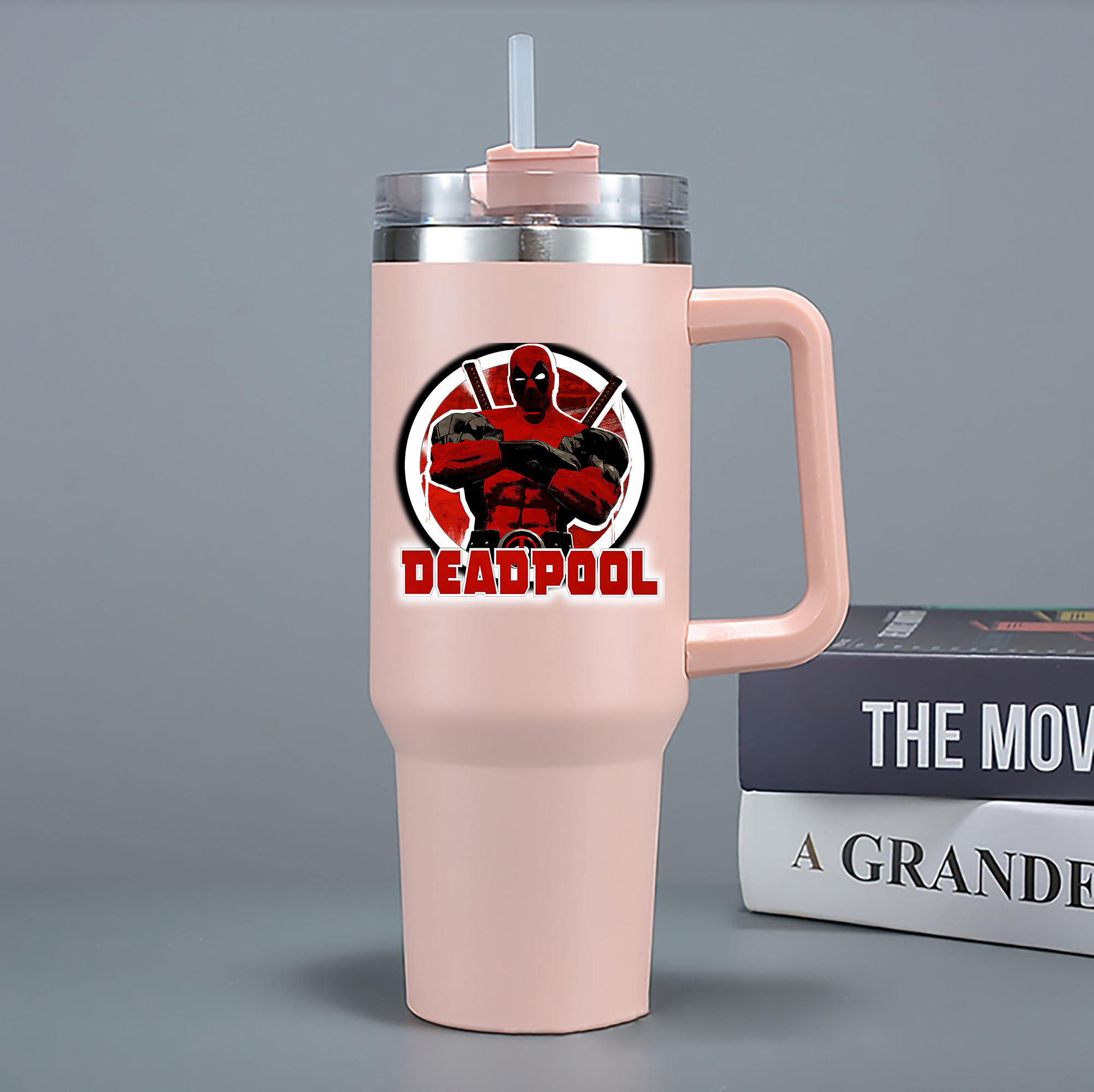 （画像用） Deadpool デッドプール 1200mL車用タンブラー - クリスタルステッカー（プラスチックストロー付き）